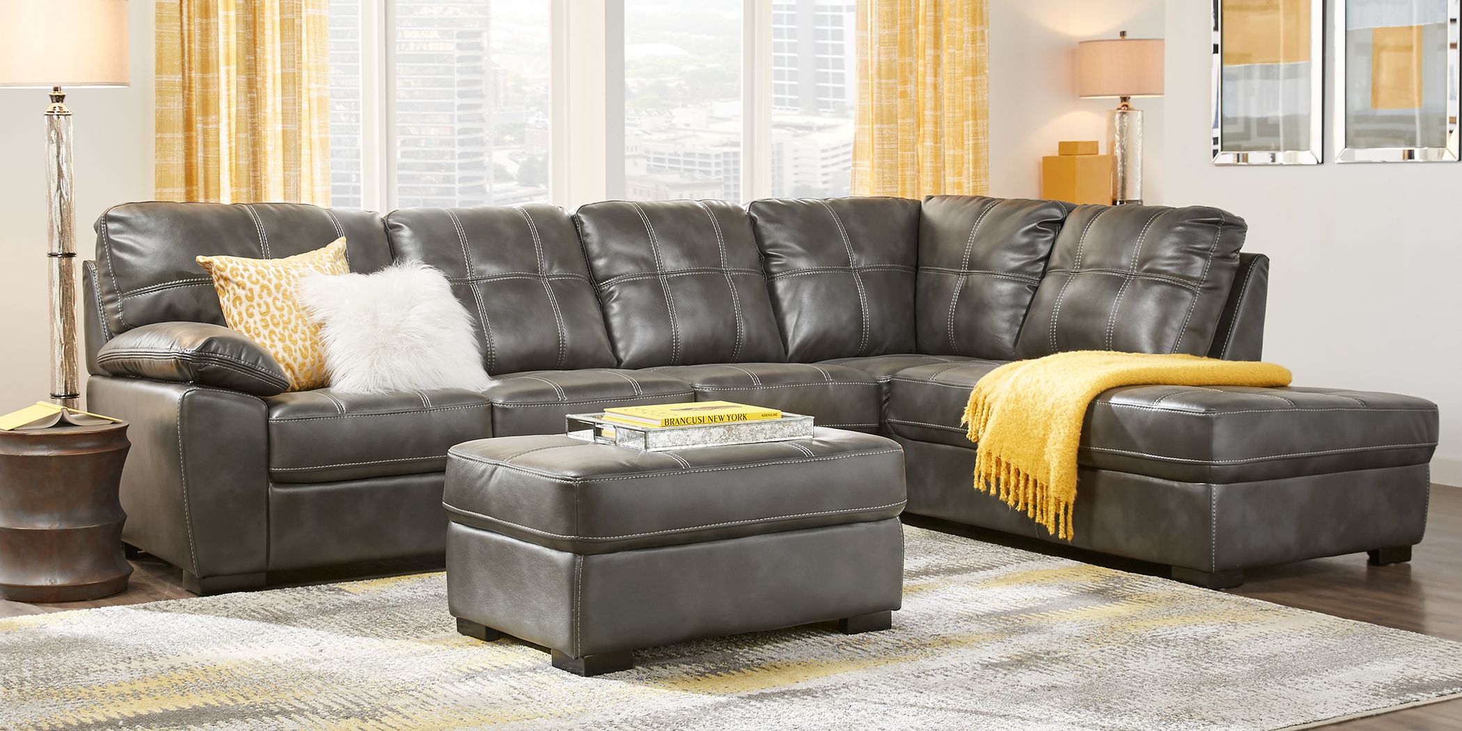 Bexley Square Slate 6 Pc Sectional Living Room Plus HDTV Rooms To Go