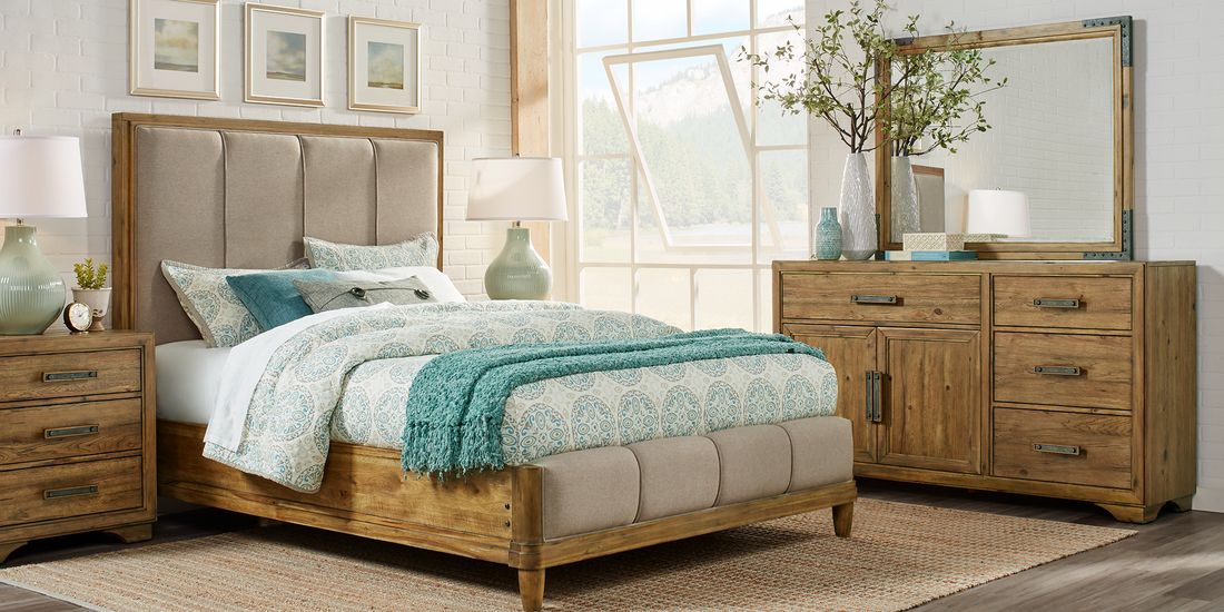 Cindy Crawford Home Aspen Lakes Hickory 7 Pc King Upholstered Bedroom