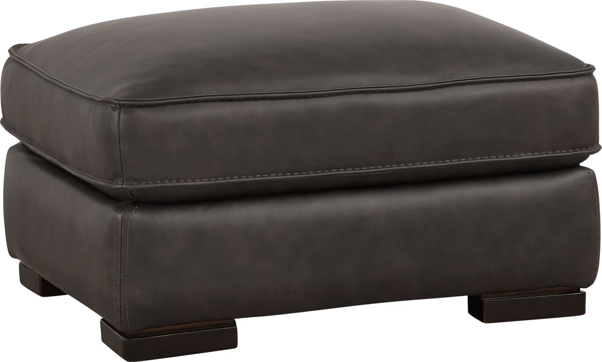 Dark gray leather deals ottoman