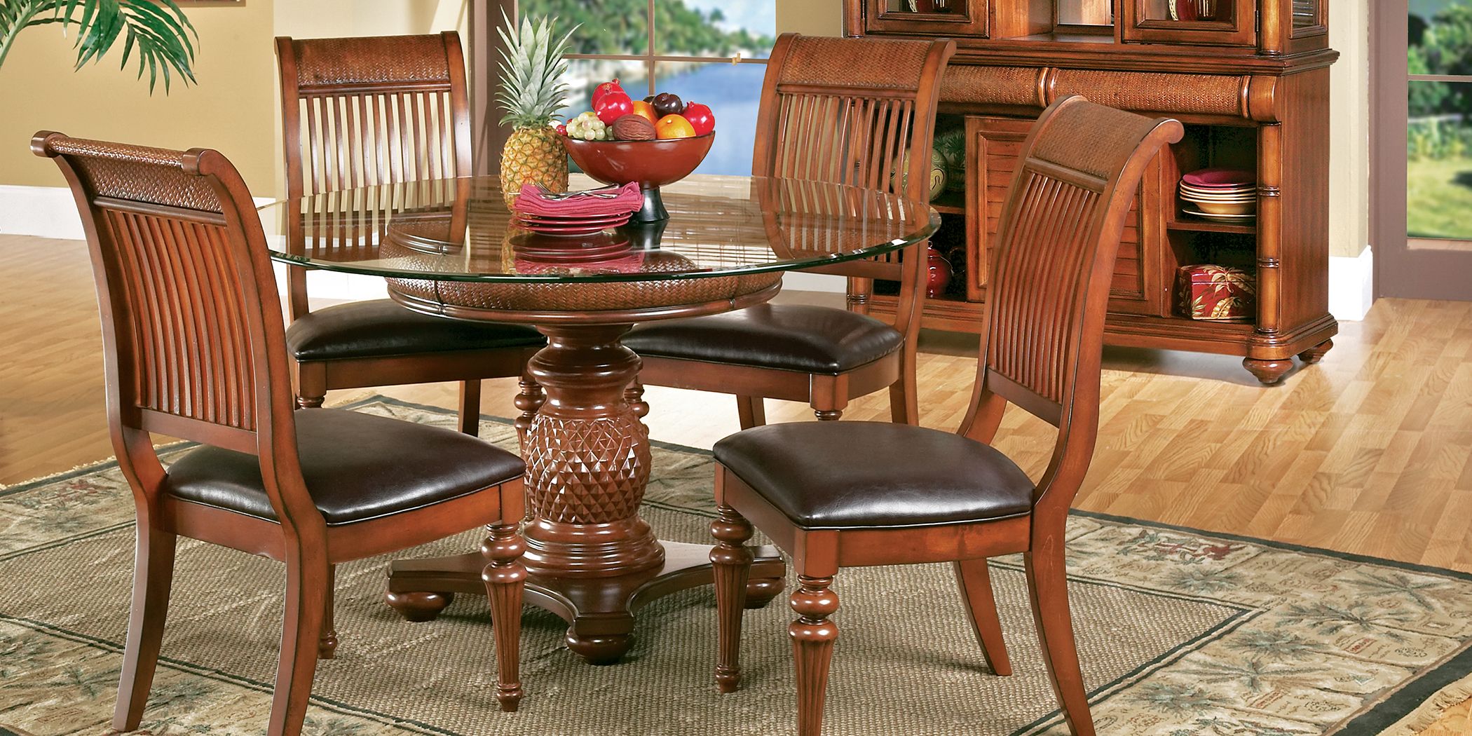 Cindy Crawford Home Key West Dark 5 Pc Pedestal Dining Room