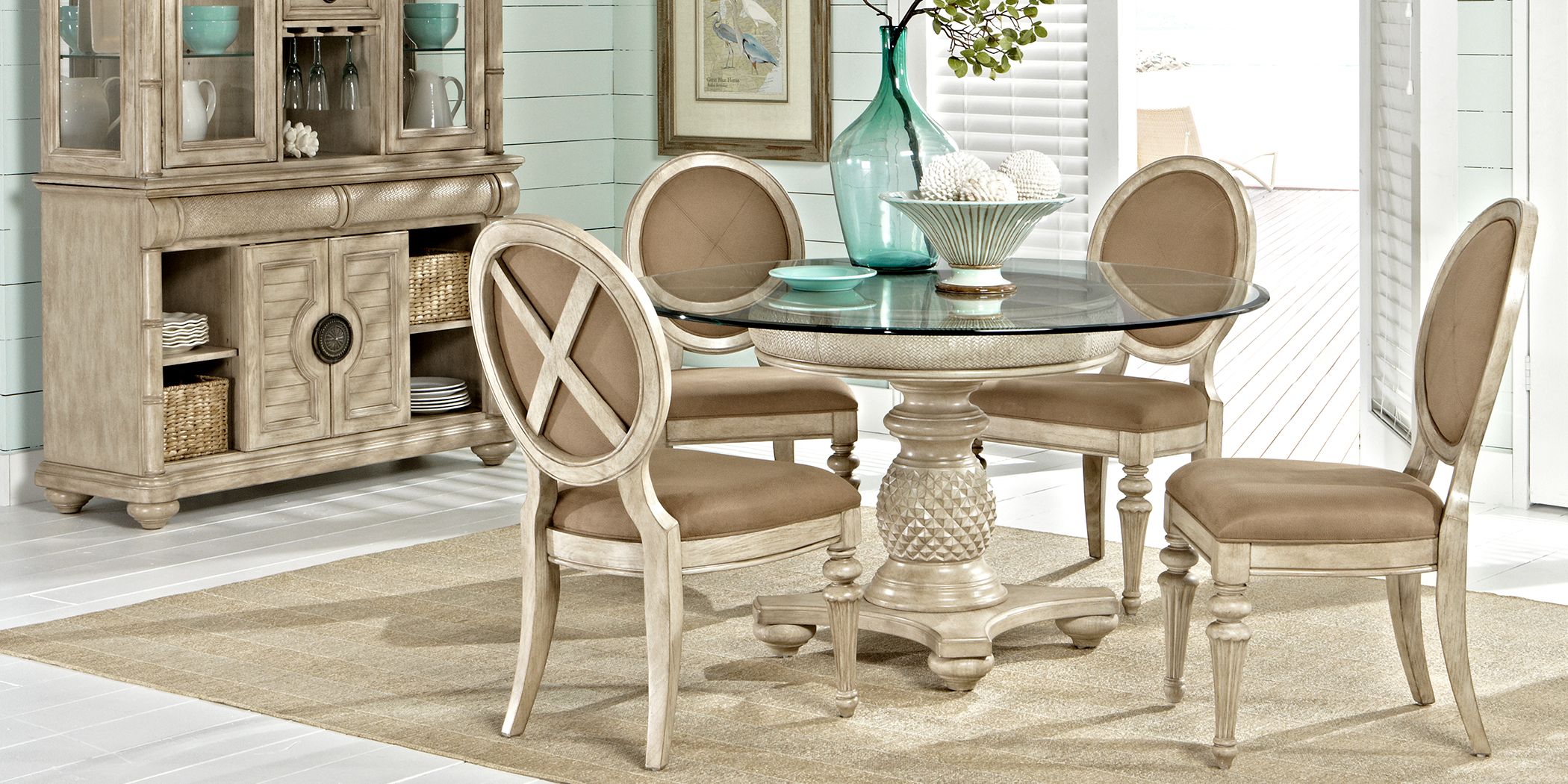 Cindy Crawford Home Key West Light 5 Pc Pedestal Dining Room