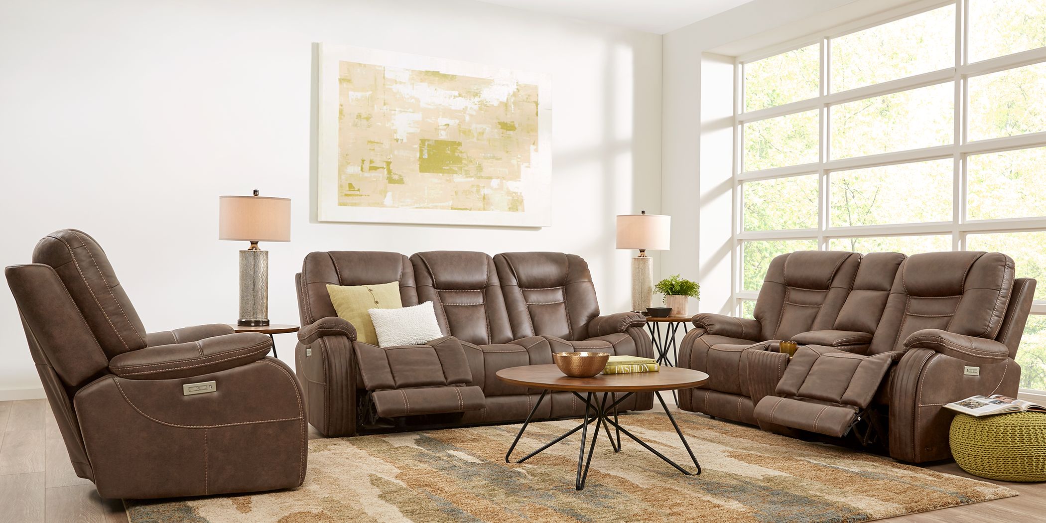 Cindy Crawford Home Lakewood Heights Brown Dual Power Reclining