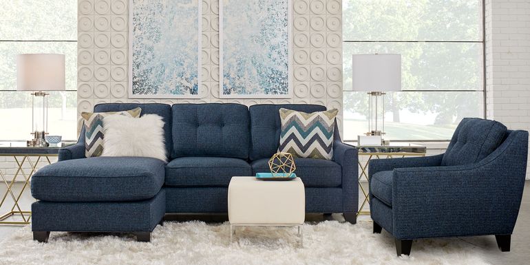 Blue Sectional Living Room Sets Fabric Microfiber
