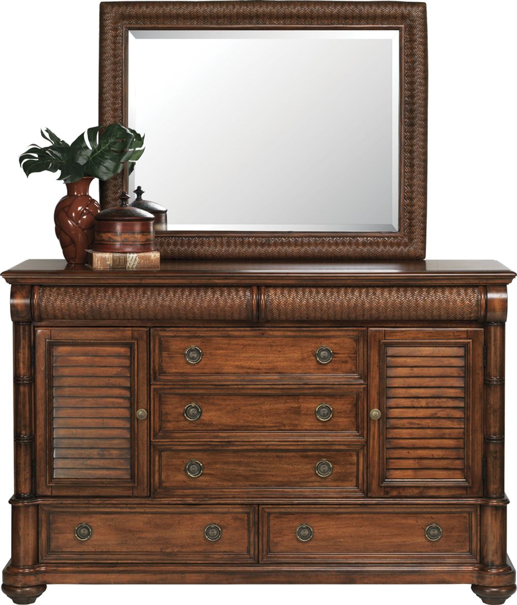 Cindy Crawford Home Key West Dark Pine Dresser & Mirror - Rooms To Go