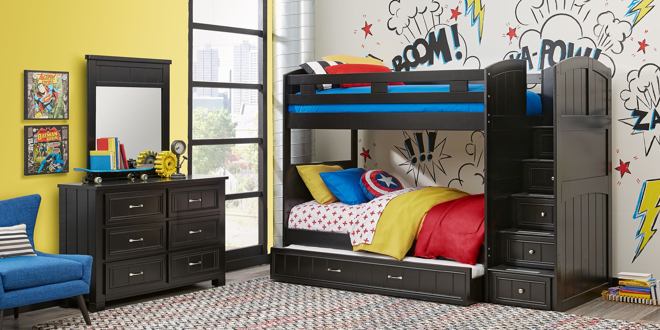 S Black Twin Step Bunk Bed, Cottage Colors Collection Bunk Bed