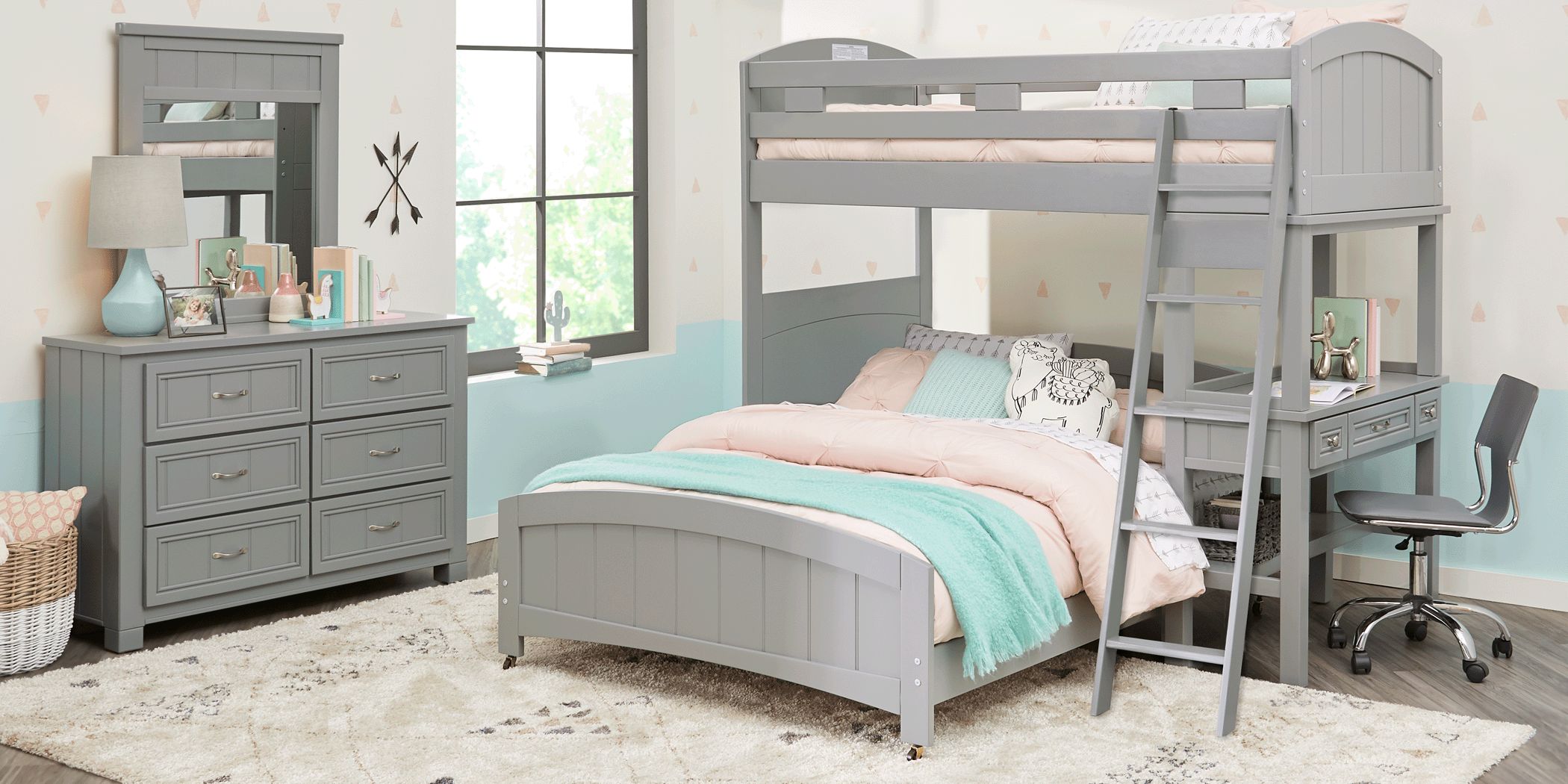 Loft Bunk Bed With Desk, Cottage Colors Bunk Beds