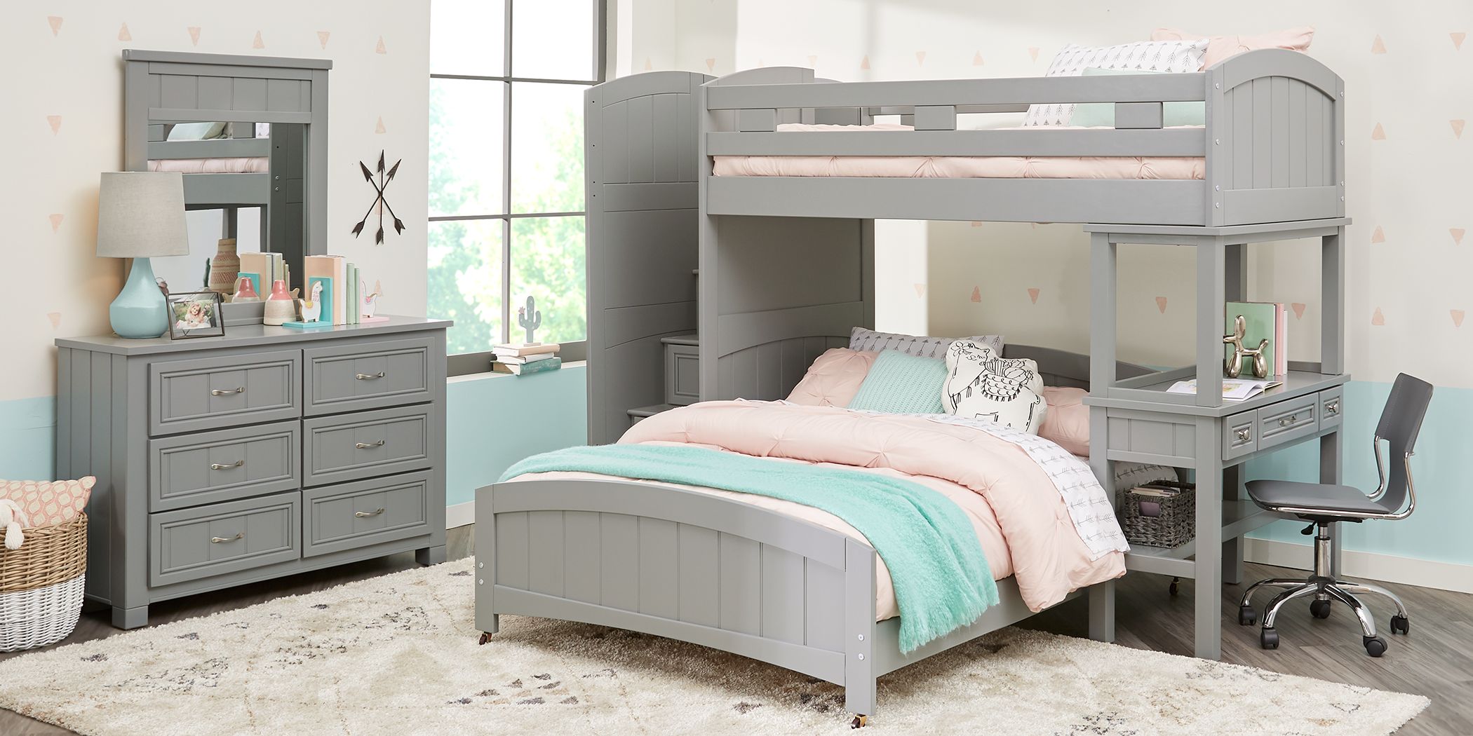 girl bunk beds with storage