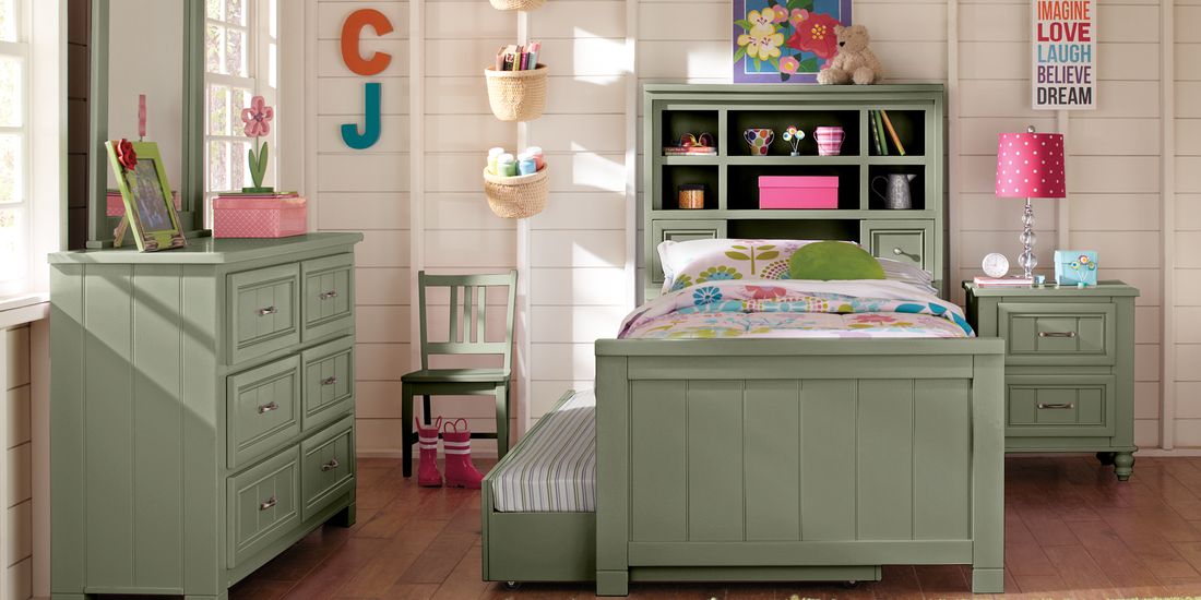 Cottage Colors Green 5 Pc Full Bookcase Bedroom Rooms To Go