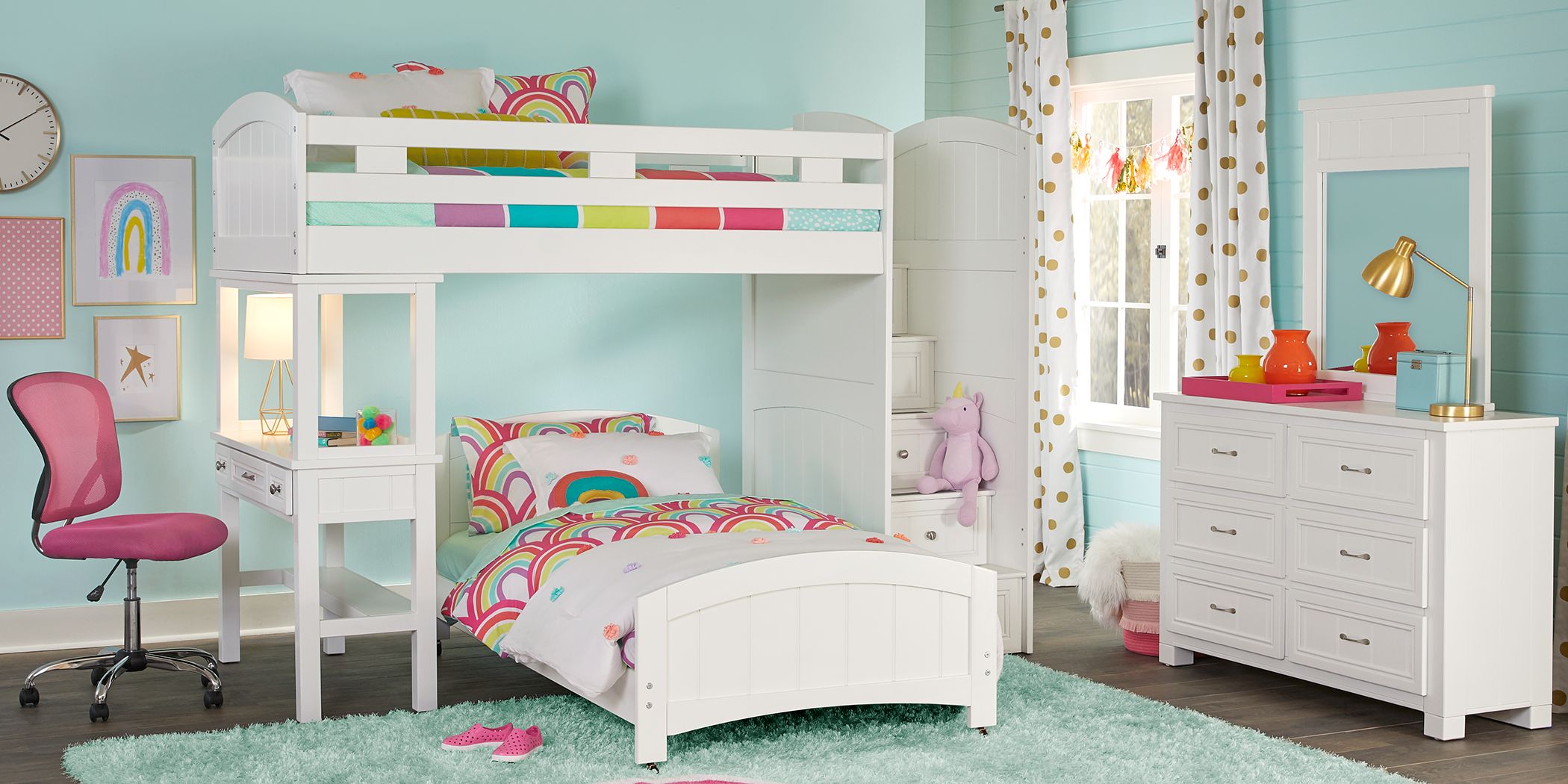 girl bunk beds with storage