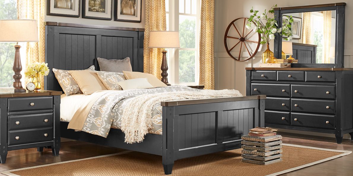 Cottage Town Black 6 Pc Queen Panel Bedroom Rooms To Go