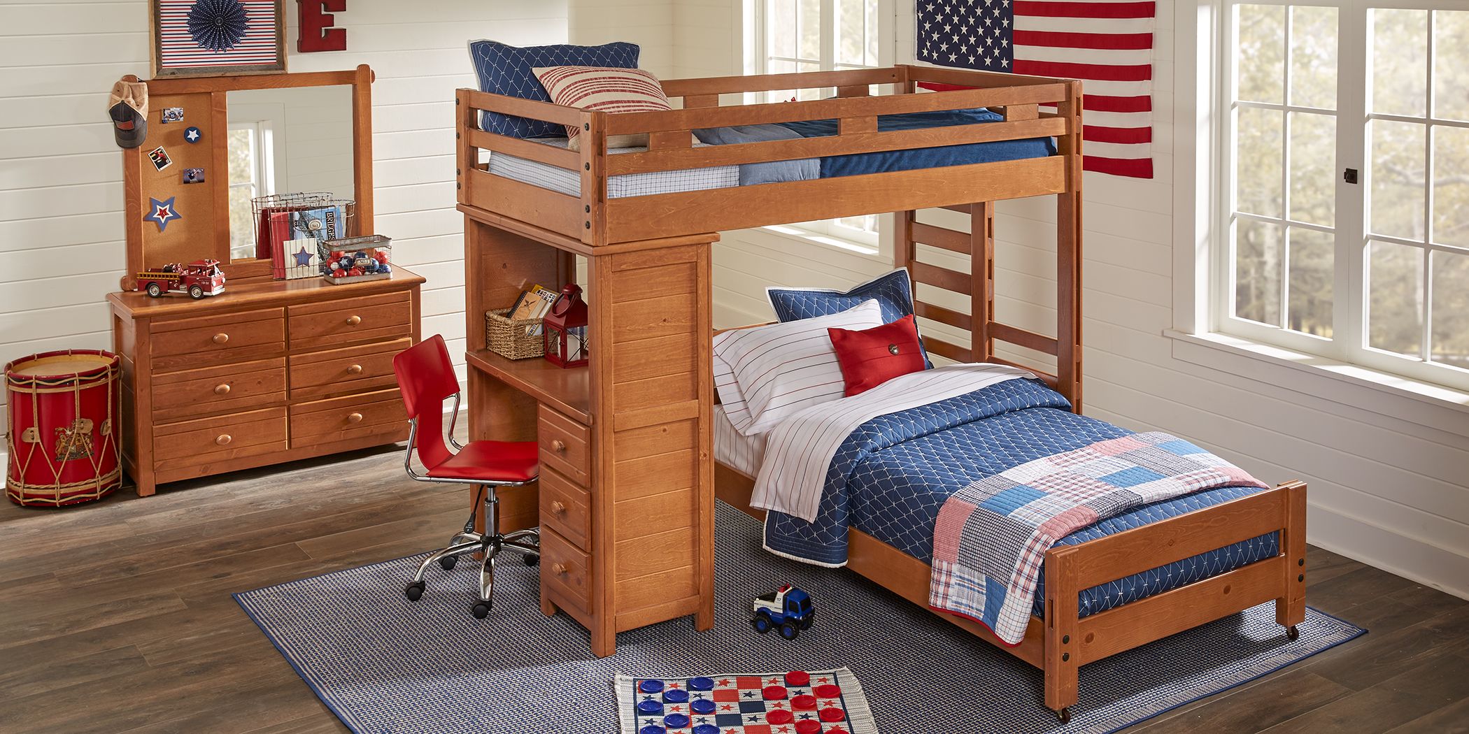 Creekside Taffy Twin/Full Student Bunk Bed with Desk - Bunk/Desk