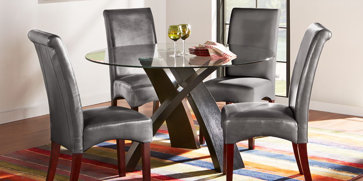 Rooms to go round deals glass dining table