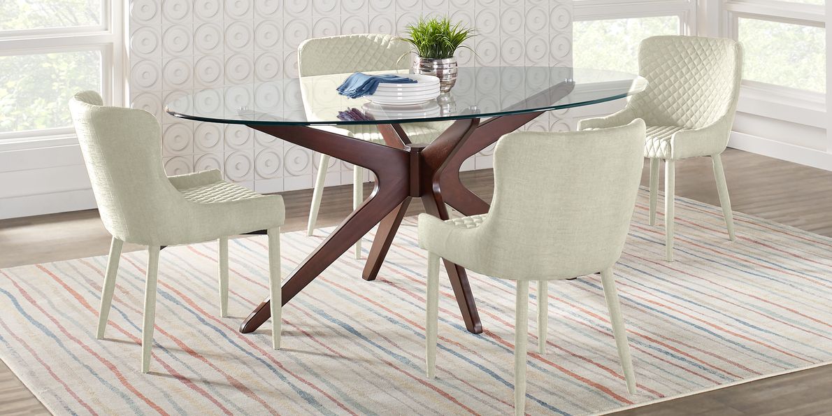 Delmon walnut 5 pc deals oval dining set