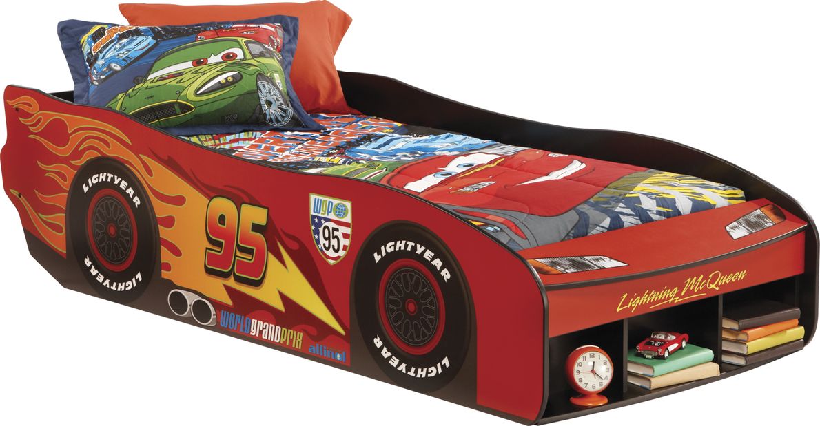 Cama Infantil De Cars Lightning Mcqueen De Delta, Cama Convertible Para Niño Pequeño A Cama Individual Y Caja De Juguetes, Cars discountvetwellness.com