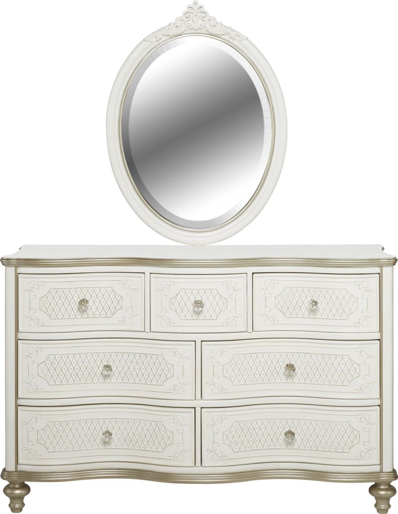 White curved deals dresser