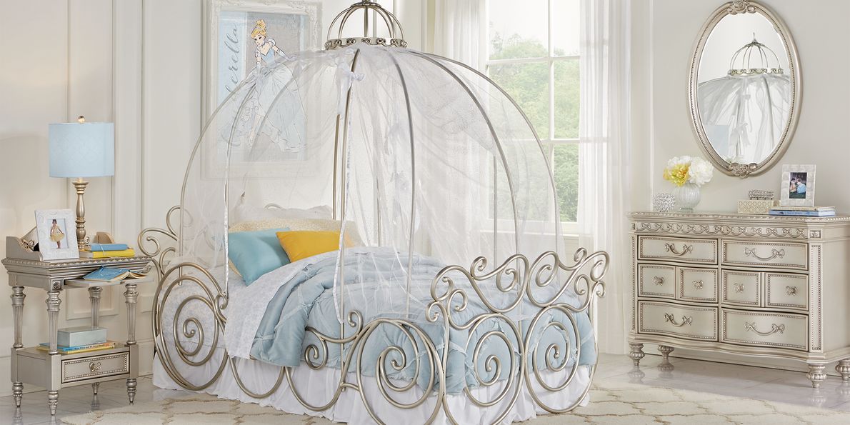 Disney Princess Silver 6 Pc Twin Carriage Bedroom