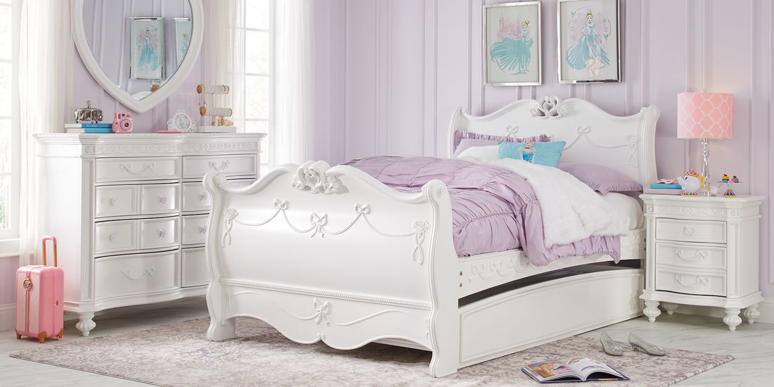 disney princess white 5 pc full sleigh bedroom