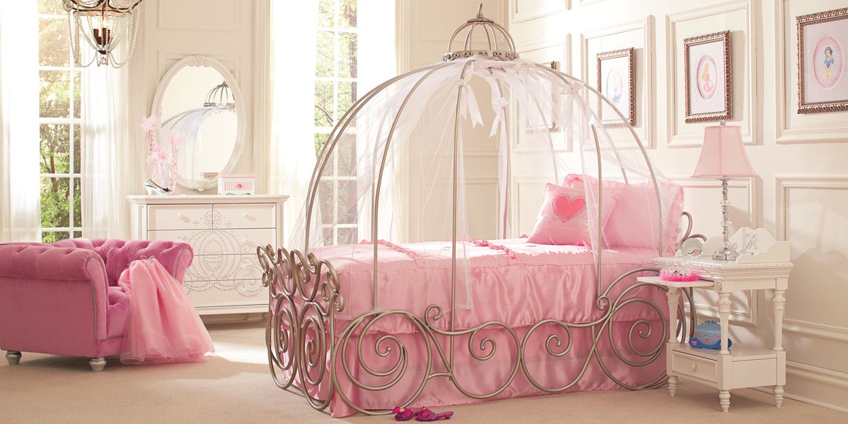 Disney princess metal carriage cheap bed