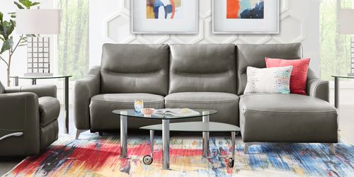 Domio Gray Leather 6 Pc Sectional Living Room - Rooms To Go