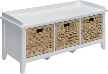 Flavius White Storage Bench Rooms To Go