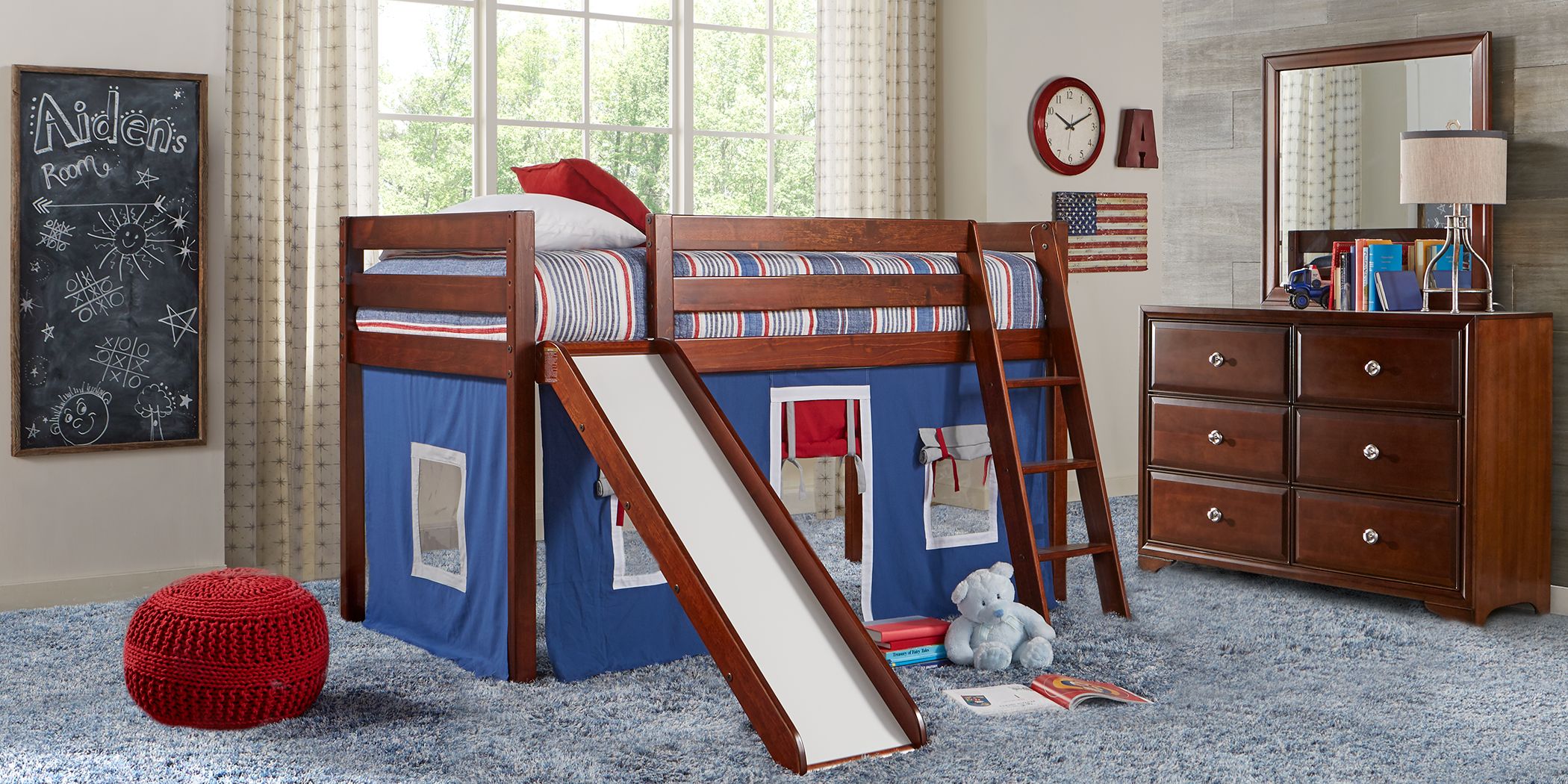 Freedom Fort Cherry Jr. Tent Loft Bed with Slide
