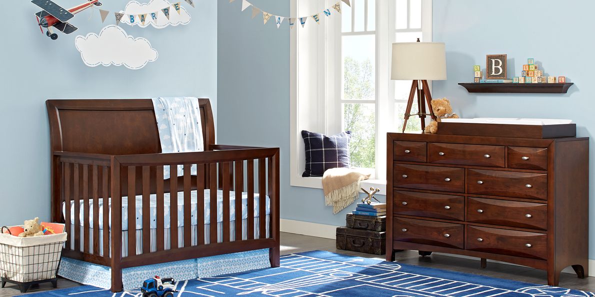 Ivy League Cherry 6 Pc Nursery with Toddler Conversion Rails Rooms To Go