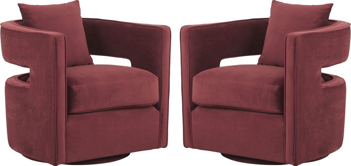 Kennedy Maroon Swivel Chair (Set of 2) Rooms To Go