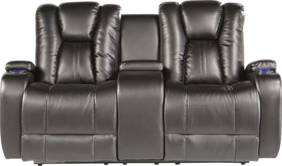 Kingvale Black Power Reclining Console Loveseat