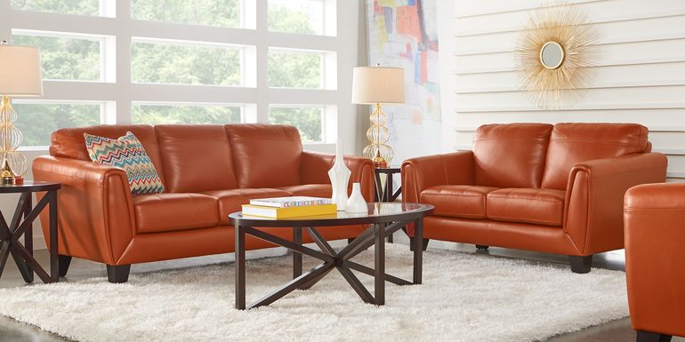orange living room sets