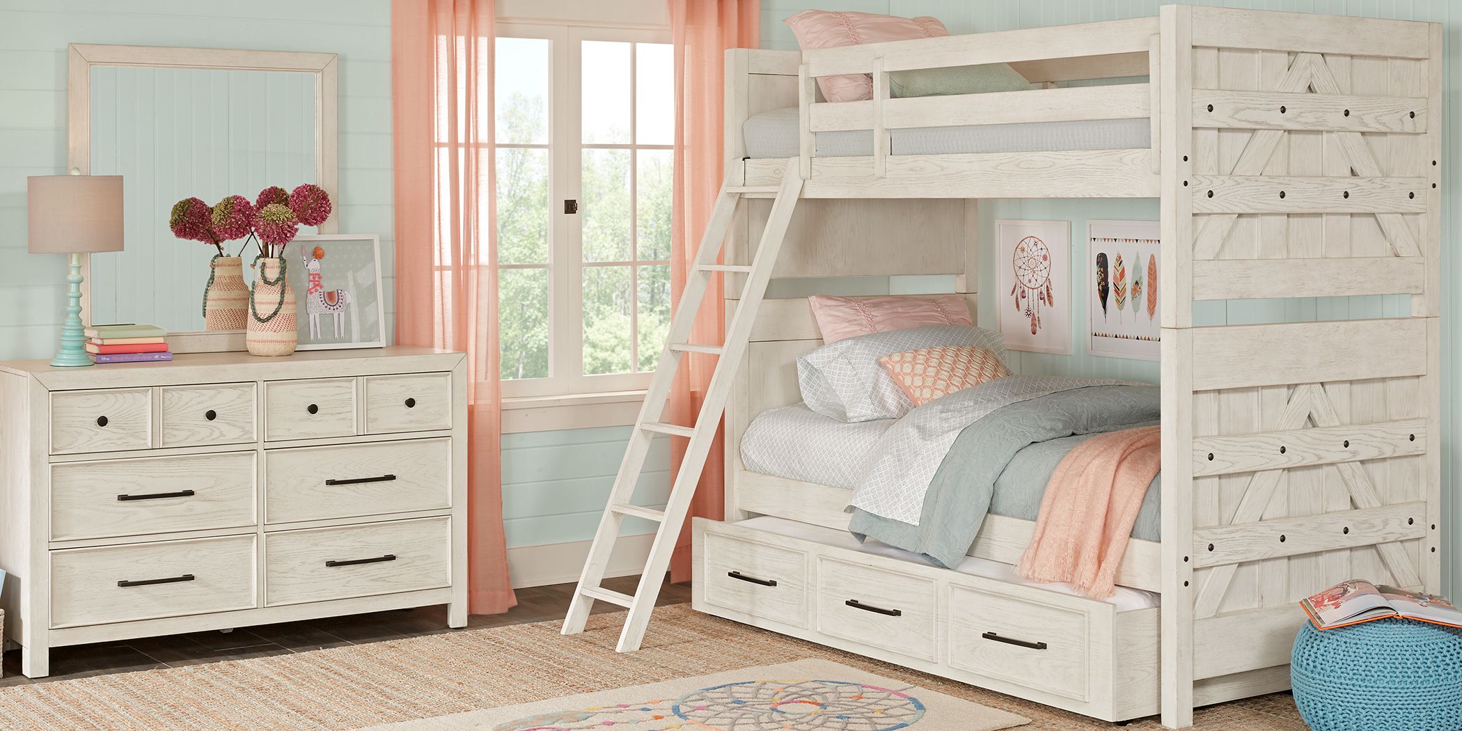 girls white loft bed