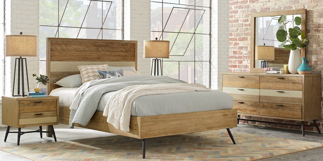 Midtown Loft Natural 5 Pc King Panel Bedroom Rooms To Go