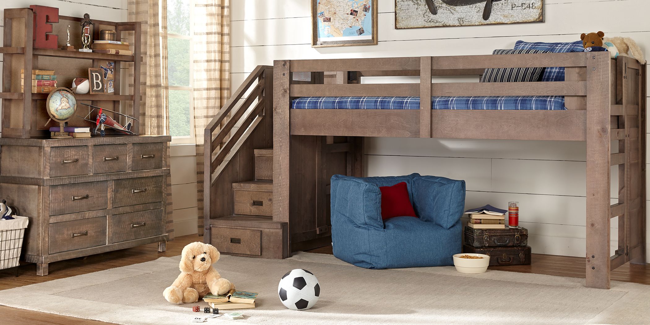 Montana Driftwood Twin Step Jr. Loft Bed Rooms To Go