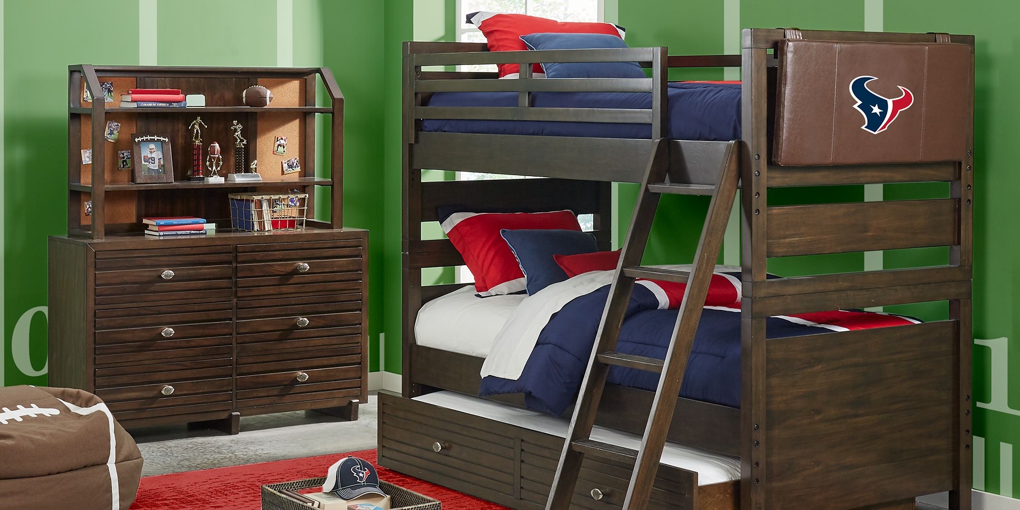 NFL 1st Goal Houston Texans Brown Full Full Bunk Bed Rooms To Go