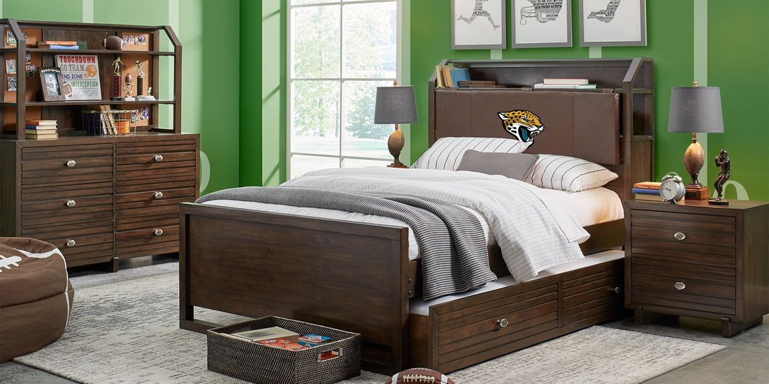 Nfl 1st Goal Jacksonville Jaguars Brown 5 Pc Full Bookcase Bedroom