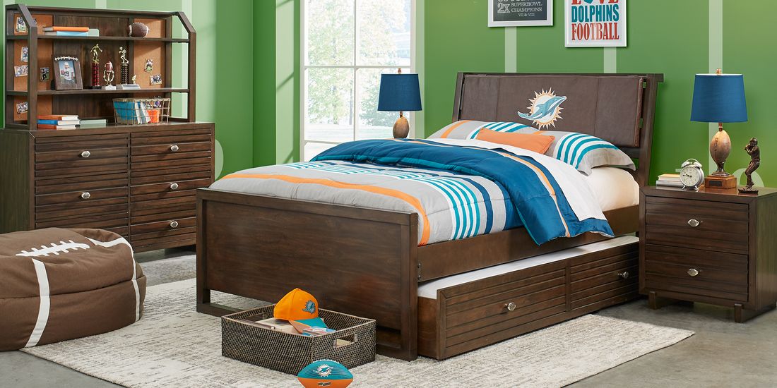 Nfl 1st Goal Miami Dolphins Brown 5 Pc Twin Panel Bedroom