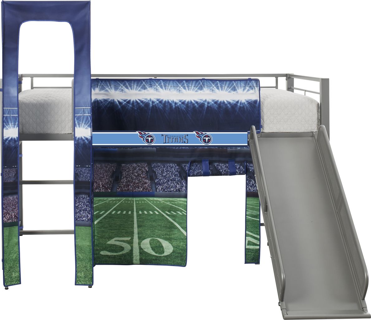 NFL 50 Yards Tennessee Titans Silver Jr. Tent Loft Bed with Slide