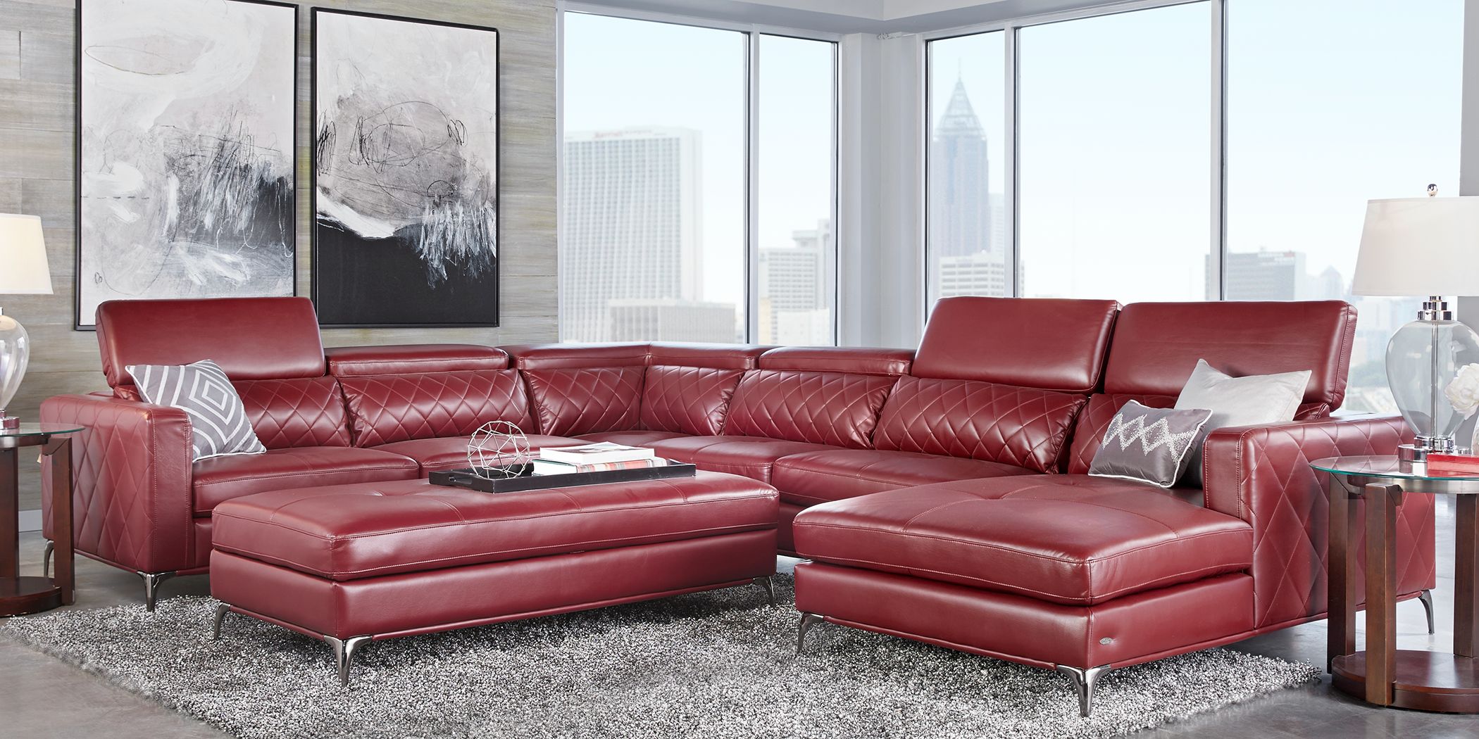 Sofia Vergara Sorrento Red Pc Sectional Living Room Sets (Red) Rooms To