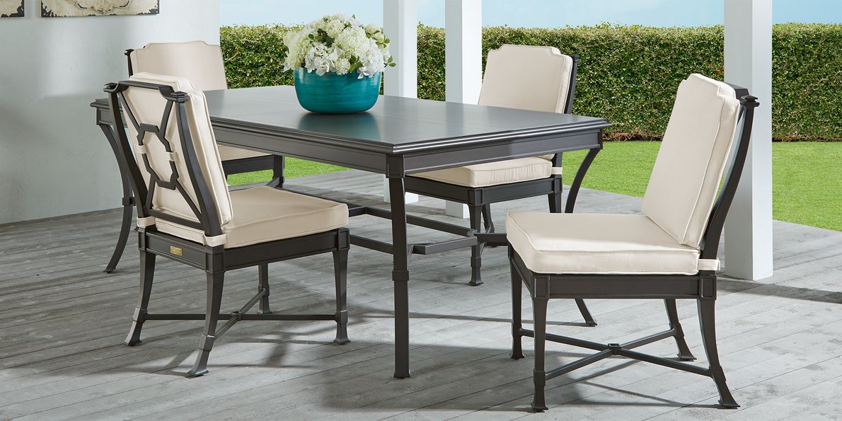 St Laurent Mocha 5 Pc Outdoor Dining Set with Linen Cushions