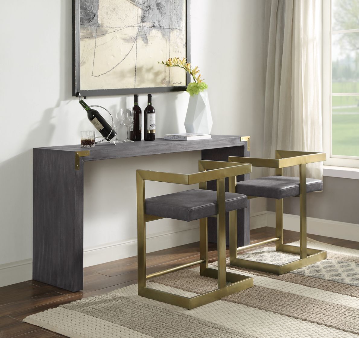 Console table with 2 stools hotsell
