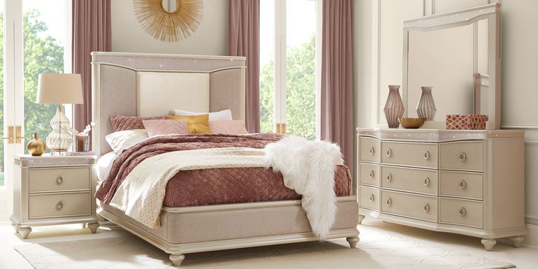 Light Wood Queen Size Bedroom Sets: Cream, Honey, Oak, Etc.