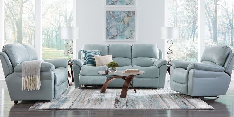 Blue Leather Living Room Sets