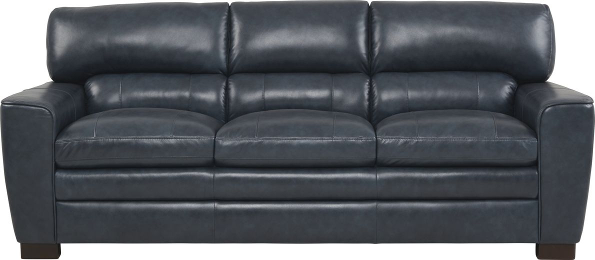 Blue leather shop sleeper sofa