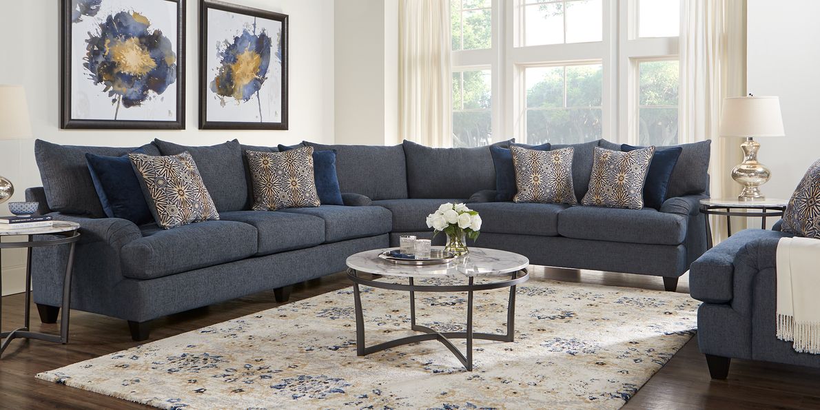 Blue sectional deals rooms to go